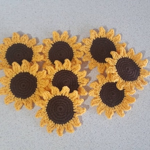 6 pieces crochet sunflowers knitted chunky sunflowers cardigan,sunflowers chunky sweater ,crochet motif