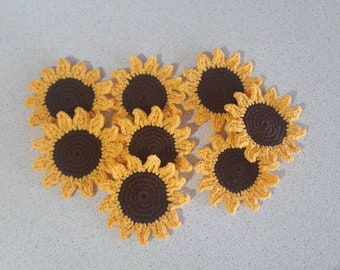 6 pieces crochet sunflowers knitted chunky sunflowers cardigan,sunflowers chunky sweater ,crochet motif