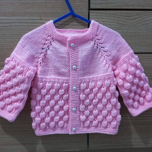 hand knitted baby girl cardigan knitted baby clothes,baby shower gift ,baby girl gift