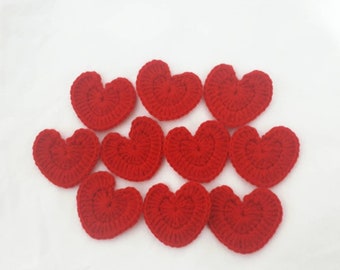 10 pieces crochet hearts applique motif,embellishments, card making,scrapbooking