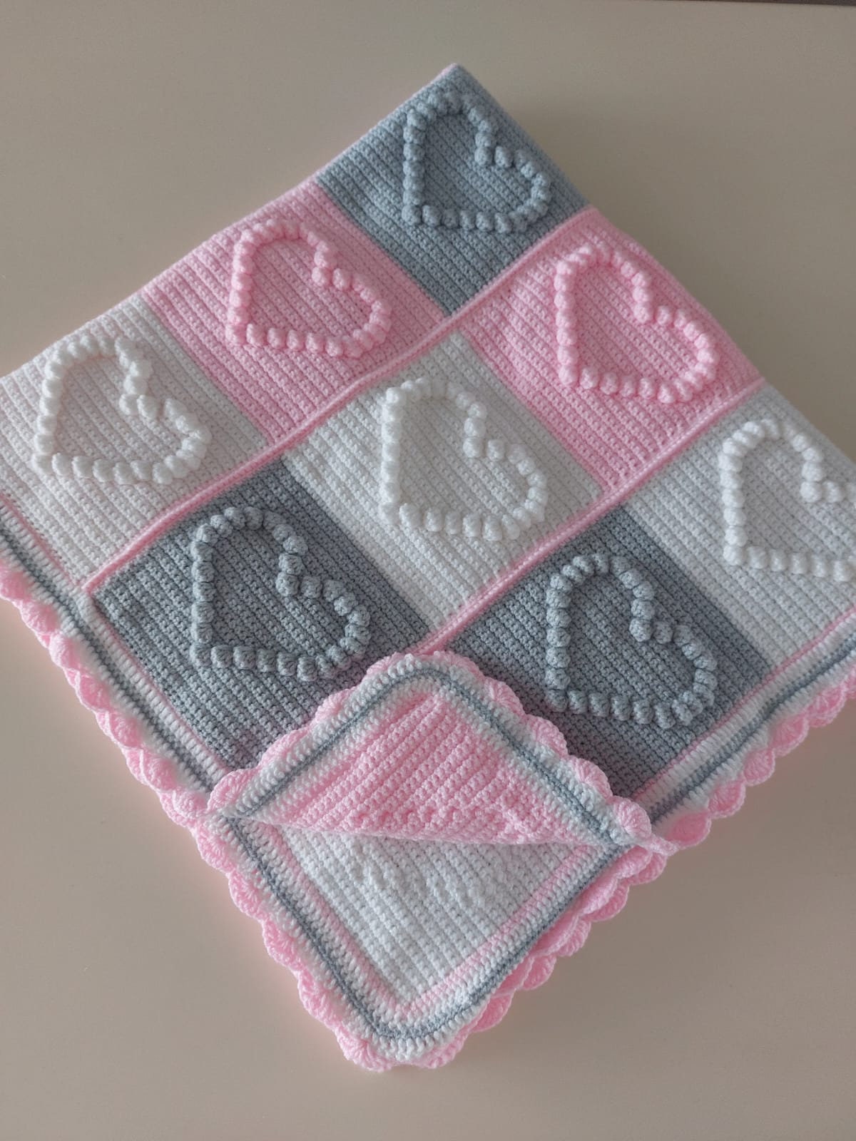 couverture de bébé au crochet, cadeau nouveau-né, cadeau de naissance, couverture de bébé pop-corn, cadeau de baby shower, couverture de bébé en tricot