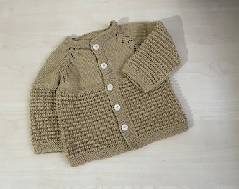 Hand knitted baby cardigan, knitted baby clothes ,unisex baby cardigan,baby knits