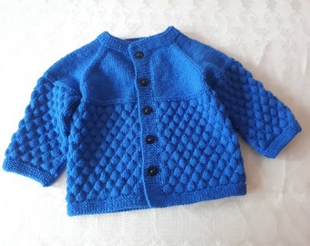 Hand knitted baby boy cardigan ,knitted baby clothes