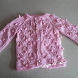 Hand knitted baby clothes,baby knits ,knitted popcorn  baby cardigan ,baby  sweater ,girl&#39;s clothing