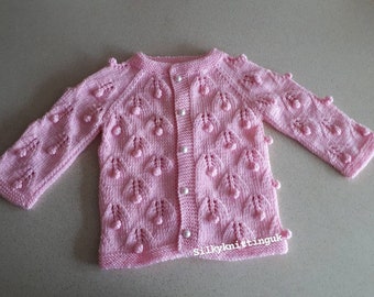 Hand knitted baby clothes,baby knits ,knitted popcorn  baby cardigan ,baby  sweater ,girl's clothing