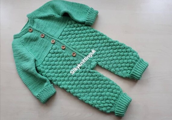 hand knitted baby romper