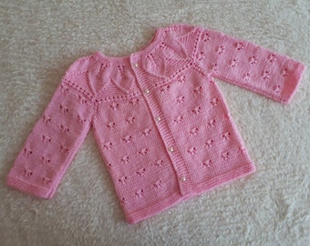 Hand knitted  baby girl  cardigan,knitted baby clothes,kids sweater