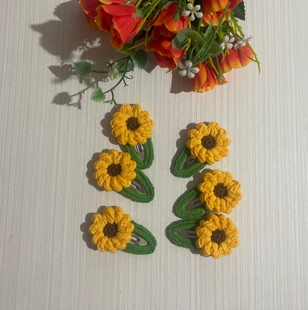 幼児用ヘアクリップ、かぎ針編みヘアクリップ2個、花のヘアクリップ