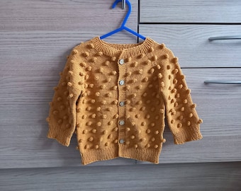 Hand knitted baby clothes, baby cardigan ,popcorn  cardigan,knitted outfit baby,cotton baby clothes