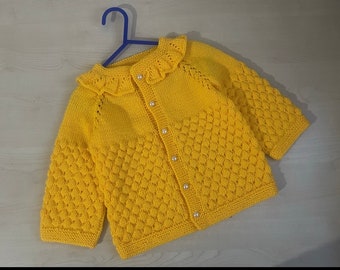 Hand knitted baby cardigan ,knitted baby clothes ,kids cardigan ,toddler  cardigan