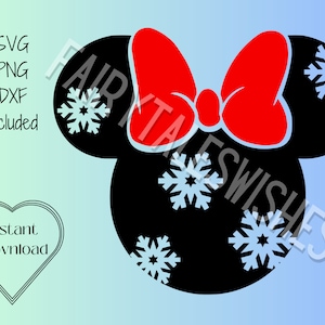 Winter Mouse Ears with Bow SVG File | Silhouette Cricut | Instant Download