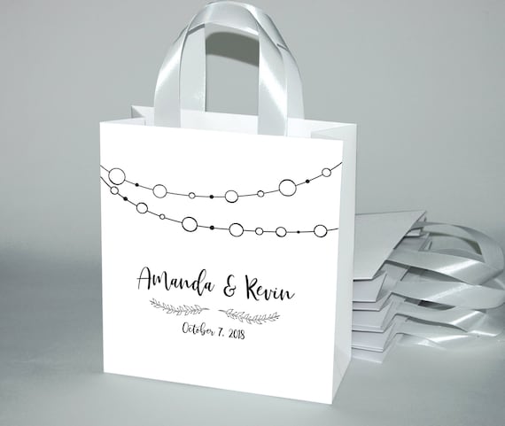 25 sacs de bienvenue de mariage avec poignées en ruban de satin et