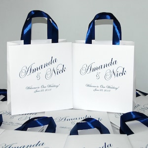 35 Navy Blue Wedding Welcome Bags With Satin Ribbon Handles - Etsy