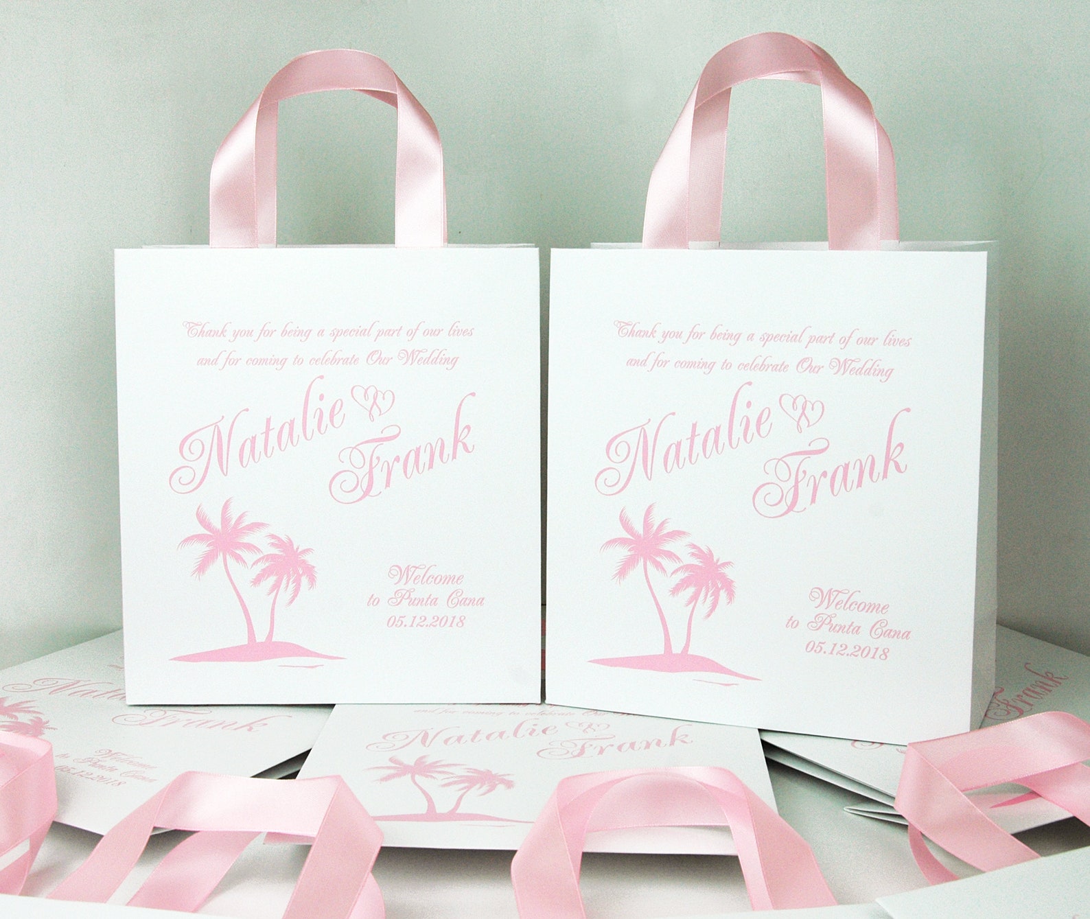 30 Beach Wedding Bags with Light Pink satin ribbon and Etsy