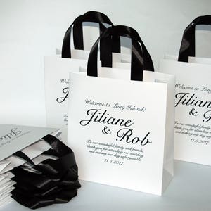 35 Custom Wedding Welcome Bags: Elegant Satin Ribbon Handles