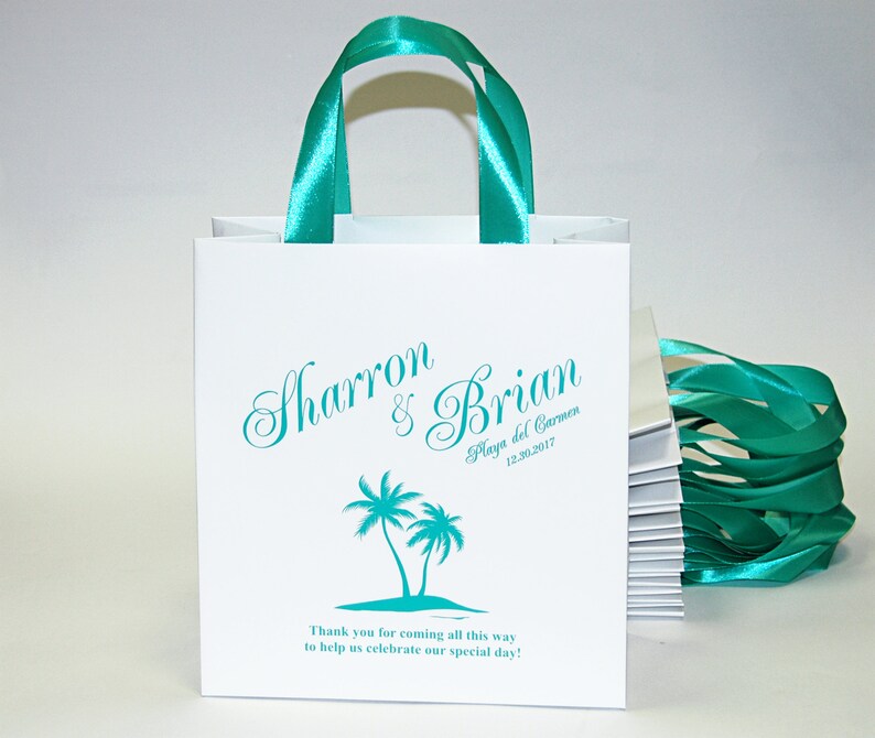 30 Beach Wedding Bags With Mint Satin Ribbon and Your Etsy