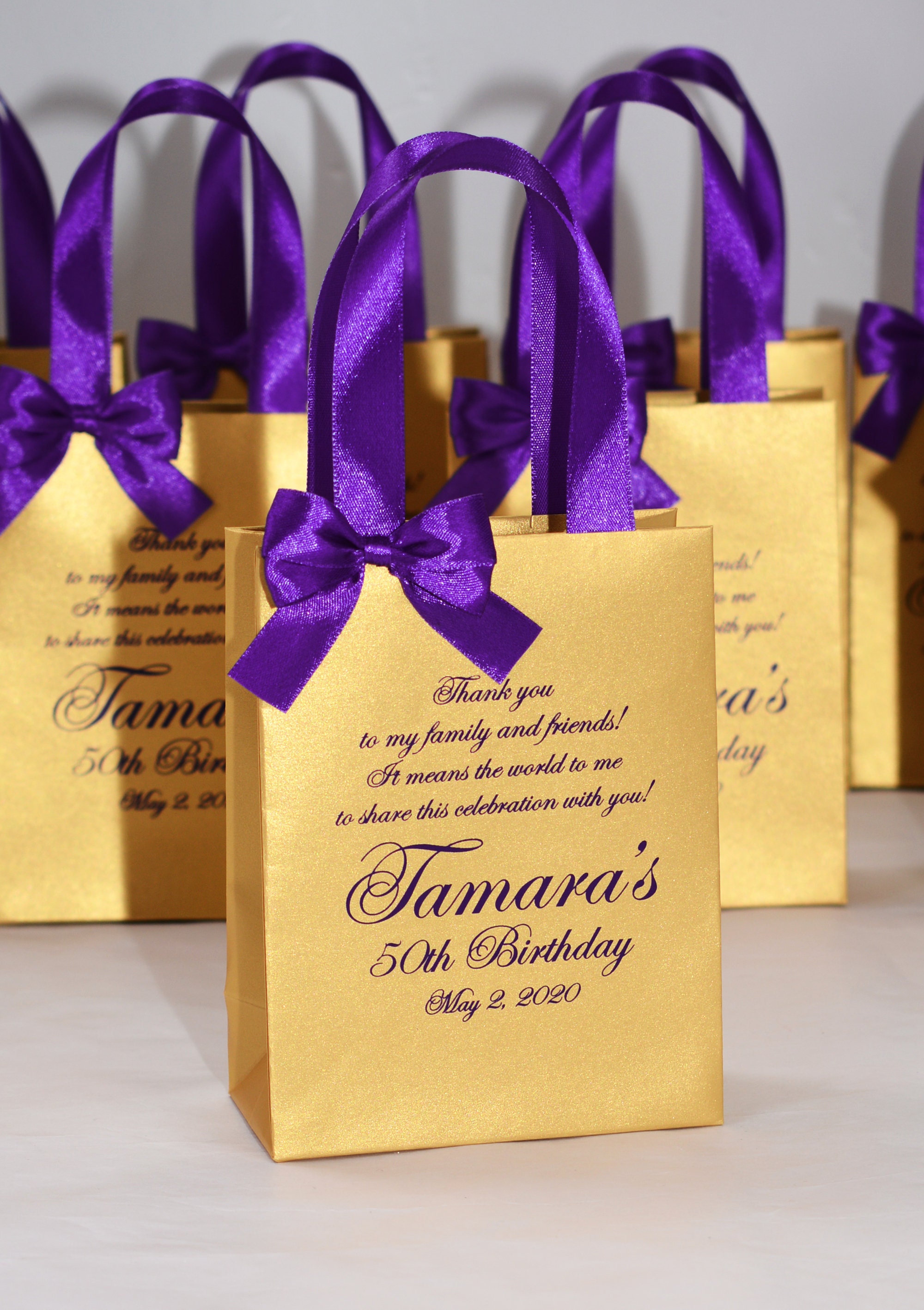  Luxury Gift Bags for Birthday and Wedding Favors Medium Purple  (Pack of 12) : Health & Household