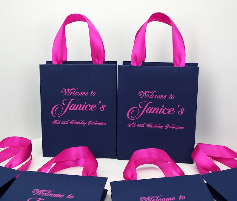 20 Navy Blue & Fuchsia Birthday Party Favor Bags for guests Etsy