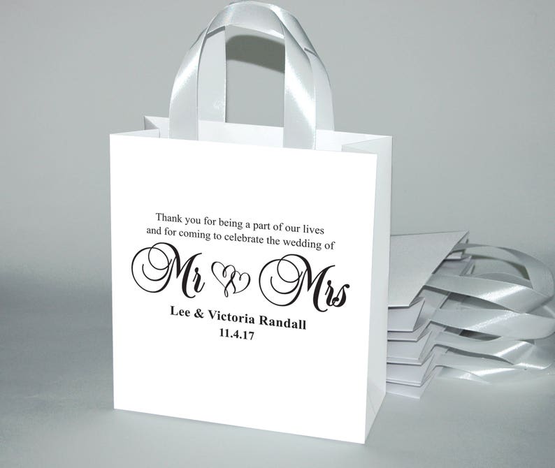 20 Thank You Wedding Welcome Bags With Satin Ribbon Handles - Etsy