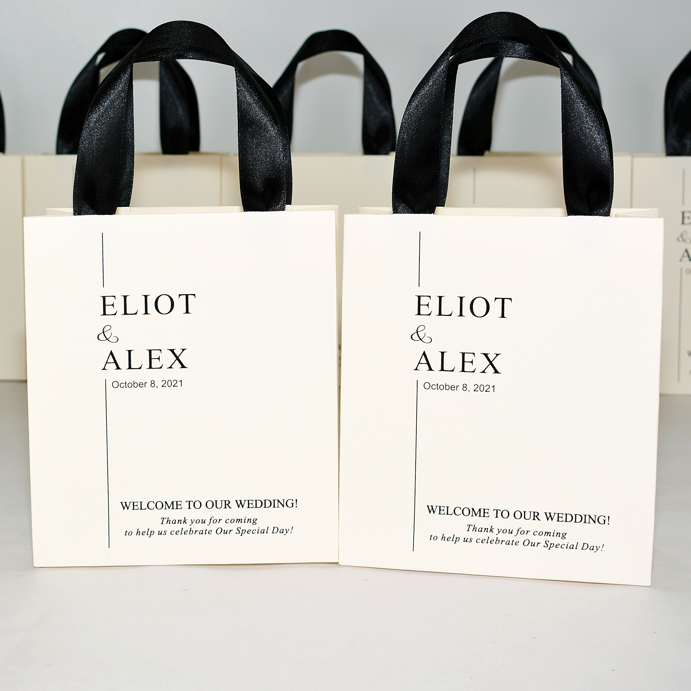 40 Ivory Wedding Welcome Bags With Satin Ribbon Handles and 