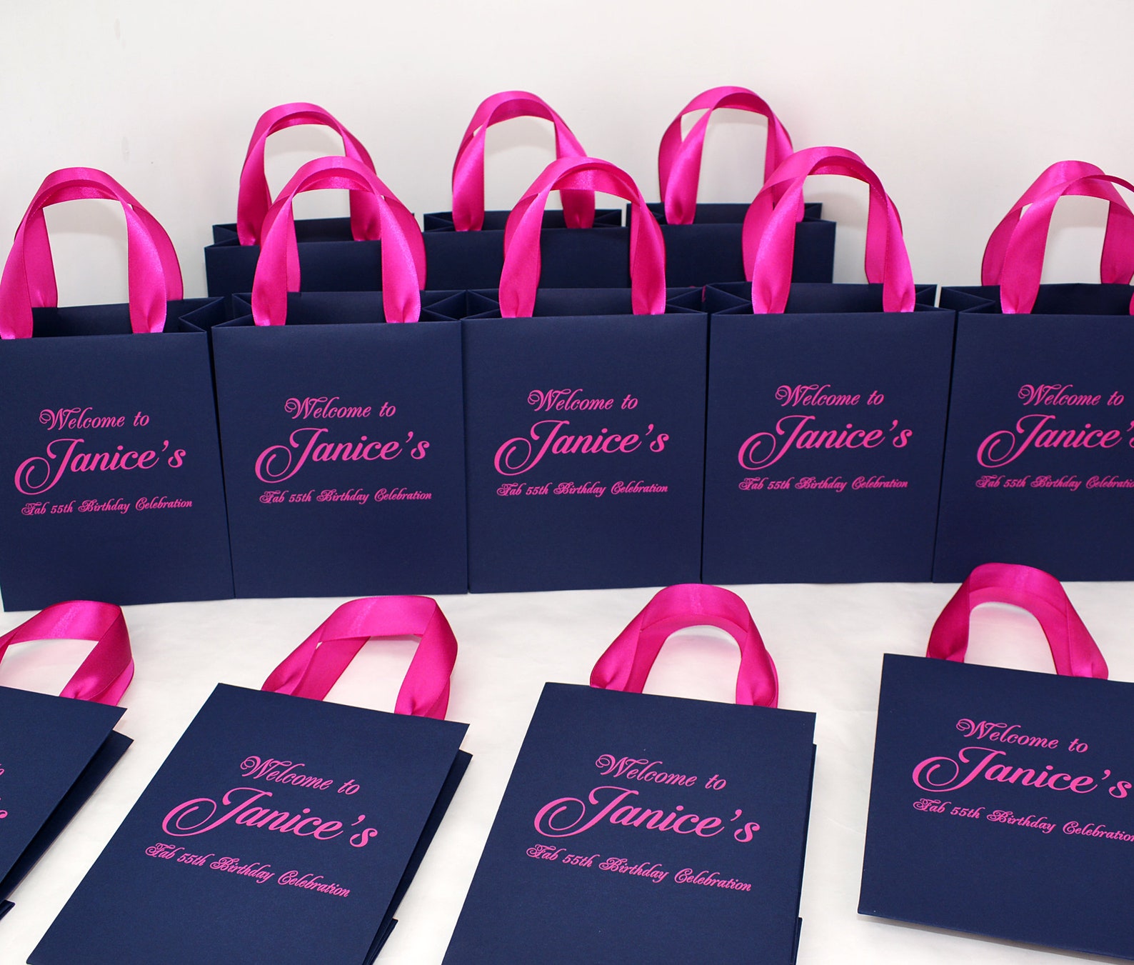 20 Navy Blue & Fuchsia Birthday Party Favor Bags for Guests - Etsy