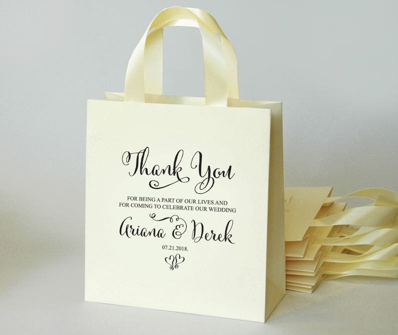 25 Ivory Thank You Bags for Wedding Guests With Satin Ribbon Etsy