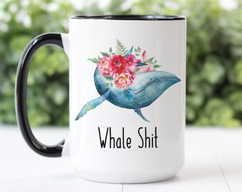 Personalised Gift Whale Mug Money Box Cup Animal Sealife Design Silly Big Mouth 