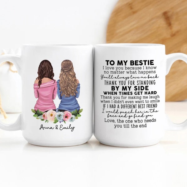 Custom Coffee Mug | To My Bestie, I Love You, Punch Her In The Face And Go Find You | Personalized Long Distance Best Friends Gift