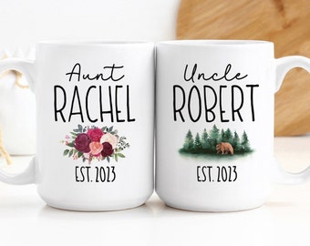 Coffee Mug Set | Aunt And Uncle | Personalized Pregnancy Announcement Gift