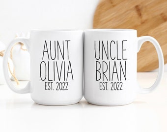 Coffee Mug Set | Aunt And Uncle | Personalized Pregnancy Announcement Gift