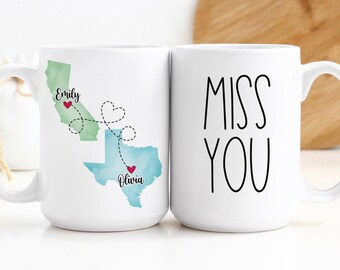 Custom Coffee Mug | Miss You | Personalized Long Distance State To State Gift