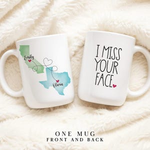 Custom Coffee Mug | I Miss Your Face | Personalized Long Distance State To State Gift *New Updated Version*