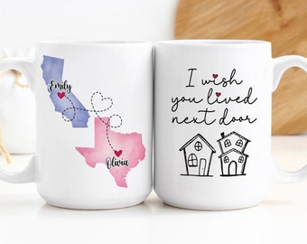 Custom Coffee Mug | I Wish You Lived Next Door | Personalized Long Distance State To State Gift