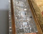 Victorian Edwardian Cut Glass Stamp Box with Brass Lid