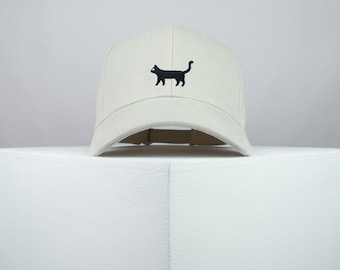Standing Black Cat Embroidered Baseball Cap Premium Hat Cat Animal Pet Lover Cute // Hatty Hats