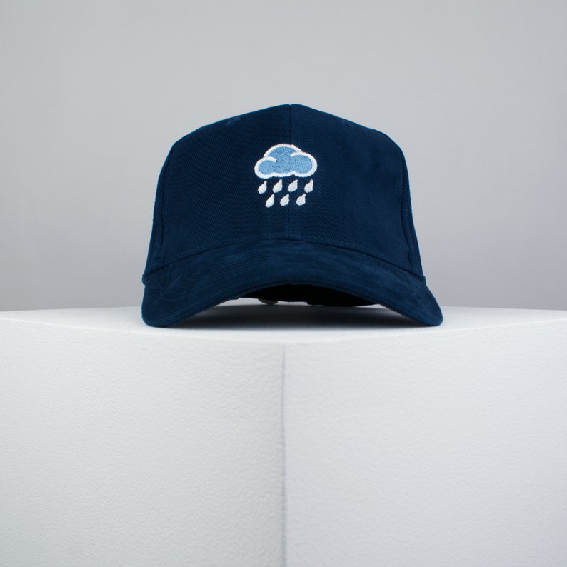 Rainy day embroidered baseball cap / cloud / patches / anxiety / embroidery / patch / hat / dad hat / cap // Hatty Hats Navy