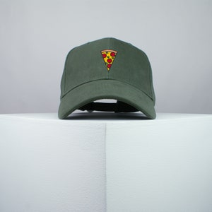 Pizza slice embroidered baseball cap / pizza / patches / food / embroidery / patch / hat / dad hat / cap // Hatty Hats Olive Green