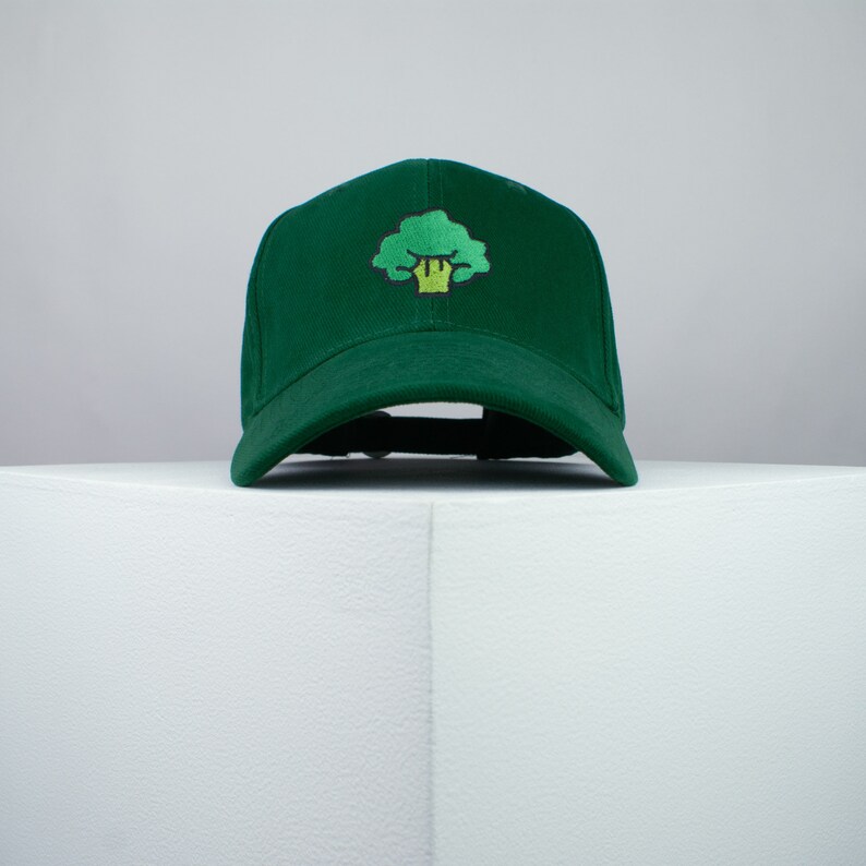 Broccoli embroidered baseball cap / vegan / gift / vegan gift / embroidery / patch / hat / dad hat / cap // Hatty Hats Green