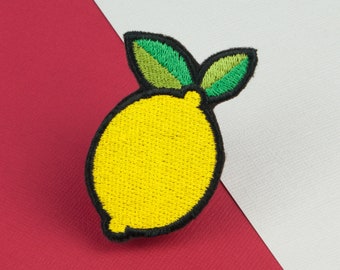 Lemon iron on patch / food / patches / vegan / embroidery / patch / enamel pin / pin / embroidered patch / back patch jackets // Hatty Hats