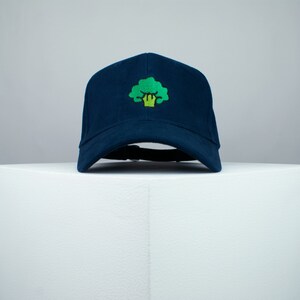 Broccoli embroidered baseball cap / vegan / gift / vegan gift / embroidery / patch / hat / dad hat / cap // Hatty Hats Navy