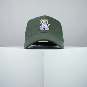 Cute hungry kitty embroidered baseball cap / cat / kitten / bowl / dog / embroidery / patch / hat dad hat cap // Hatty Hats