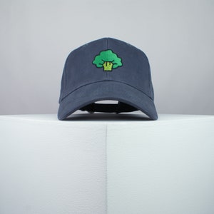 Broccoli embroidered baseball cap / vegan / gift / vegan gift / embroidery / patch / hat / dad hat / cap // Hatty Hats Grey