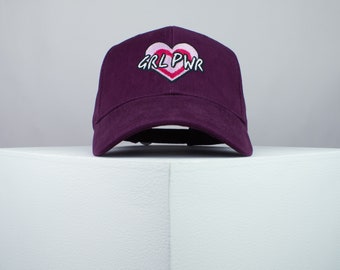 Girl power love heart embroidered baseball cap / feminist / feminism / gift for her embroidery patch hat dad // Hatty Hats