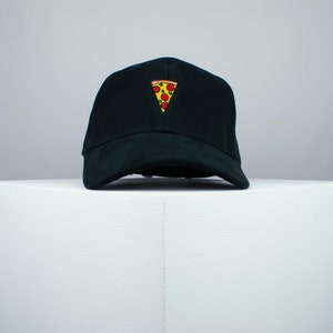 Pizza slice embroidered baseball cap / pizza / patches / food / embroidery / patch / hat / dad hat / cap // Hatty Hats Black