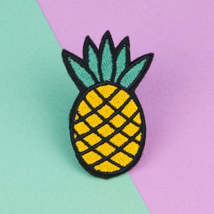 Pineapple iron on patch / vegan / patches / food / embroidery / patch / enamel pin / pin / embroidered patch back patch badge // Hatty Hats image 1
