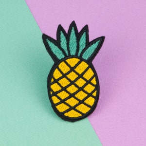 Pineapple iron on patch / vegan / patches / food / embroidery / patch / enamel pin / pin / embroidered patch back patch badge // Hatty Hats image 1