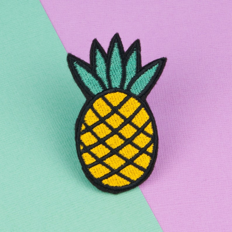 Pineapple iron on patch / vegan / patches / food / embroidery / patch / enamel pin / pin / embroidered patch back patch badge // Hatty Hats image 1