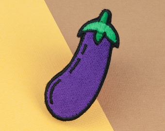 Eggplant iron on patch / vegan / patches / food / embroidery / patch / enamel pin / pin / embroidered patch / back patch badge // Hatty Hats