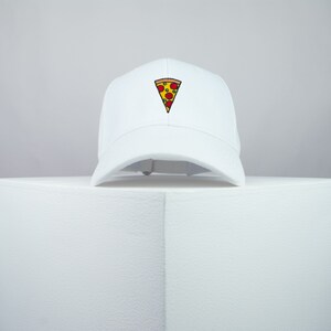 Pizza slice embroidered baseball cap / pizza / patches / food / embroidery / patch / hat / dad hat / cap // Hatty Hats White