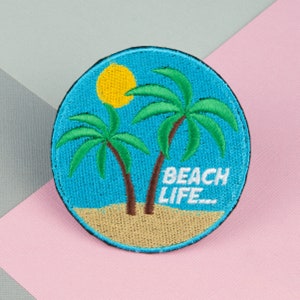 Beach life iron on patch / beach / patches / ocean / embroidery / patch / enamel pin / pin / embroidered patch / back / badge // Hatty Hats